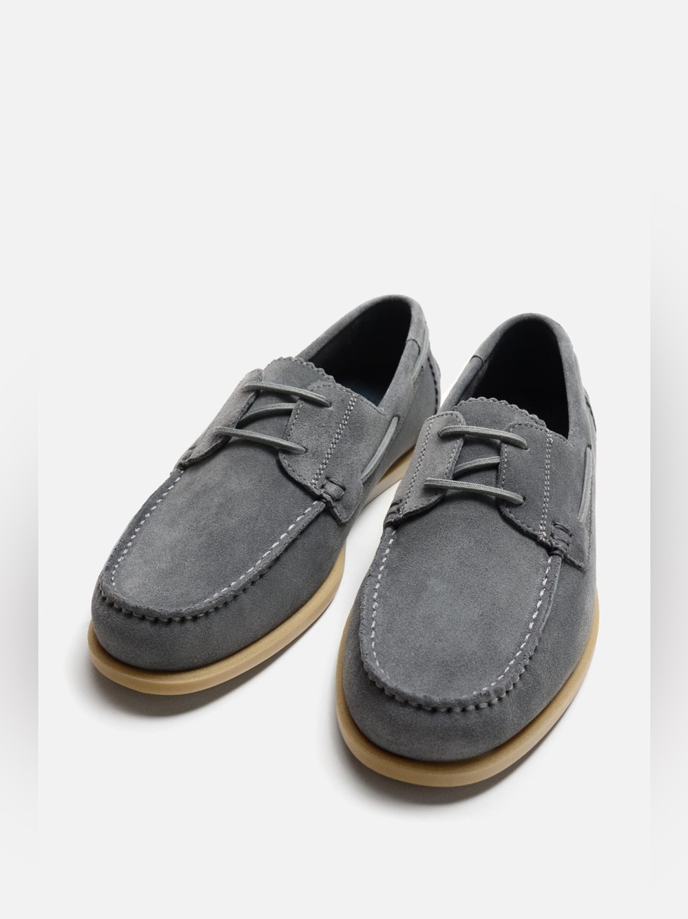 Zara Men's Slip-On leather boat shoe in Navy Blue Sz 11
